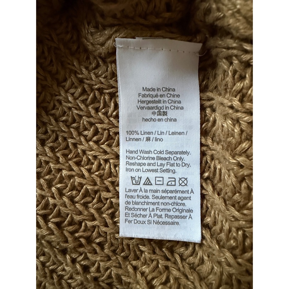 J.Crew 100% Linen Open Knit Sweater Brown Raglan Crew Neck Small Beachy coastal - Picture 8 of 13